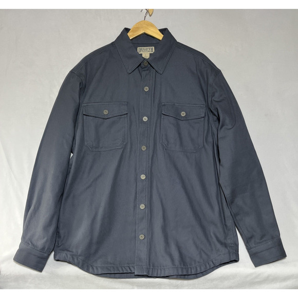 Duluth Trading Canvas Firehose Lined Limber Jacket Mens L Blue Work Chore Heavy - Picture 1 of 11